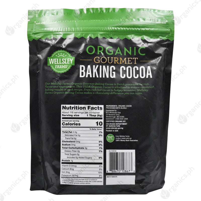 Wellsley Farms Organic Gourmet Baking Cocoa - Rich Chocolate Flavor (700g) - Organics.ph