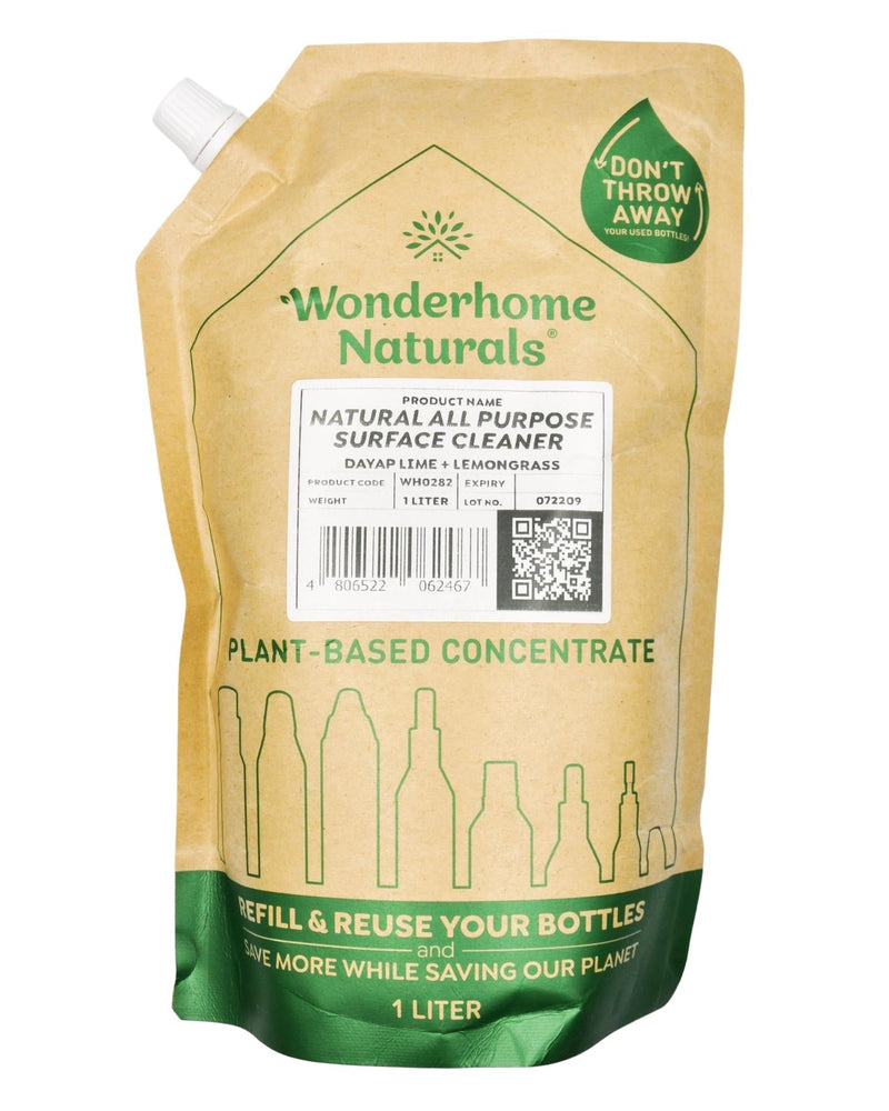 Wonderhome Naturals All-Purpose Surface Cleaner - Dayap Lime & Lemongrass - Refill Pack (1 Liter) - Organics.ph