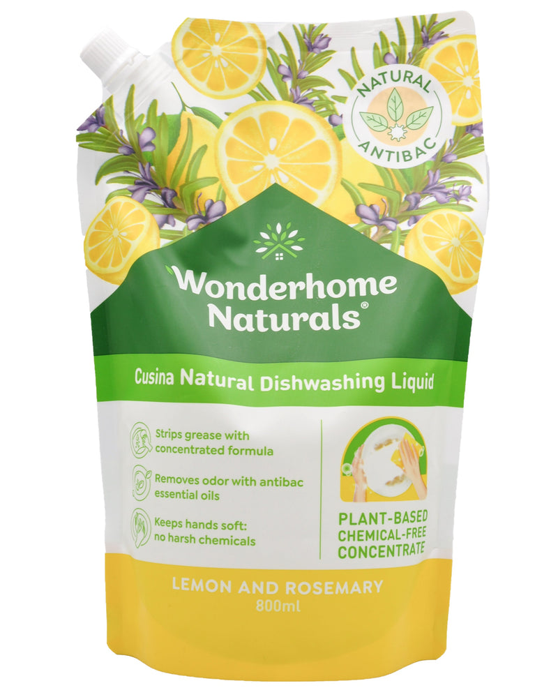 Wonderhome Naturals Cusina Kitchen Dishwashing Liquid - Lemon & Rosemary (800ml) - Organics.ph