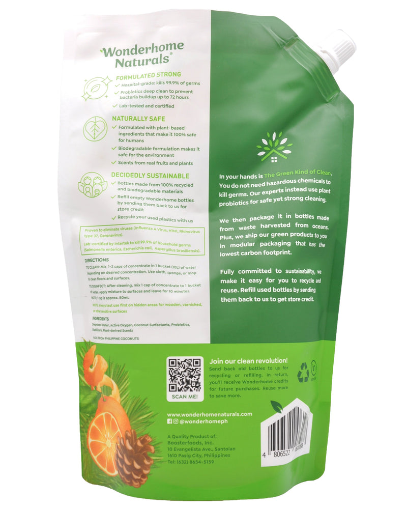 Wonderhome Naturals Germ Kill All-Purpose Cleaner - Pine & Citrus Rind (800ml) - Organics.ph
