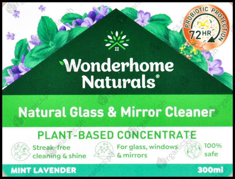 Wonderhome Naturals Glass & Mirror Cleaner - Mint Lavender (300ml) - Organics.ph