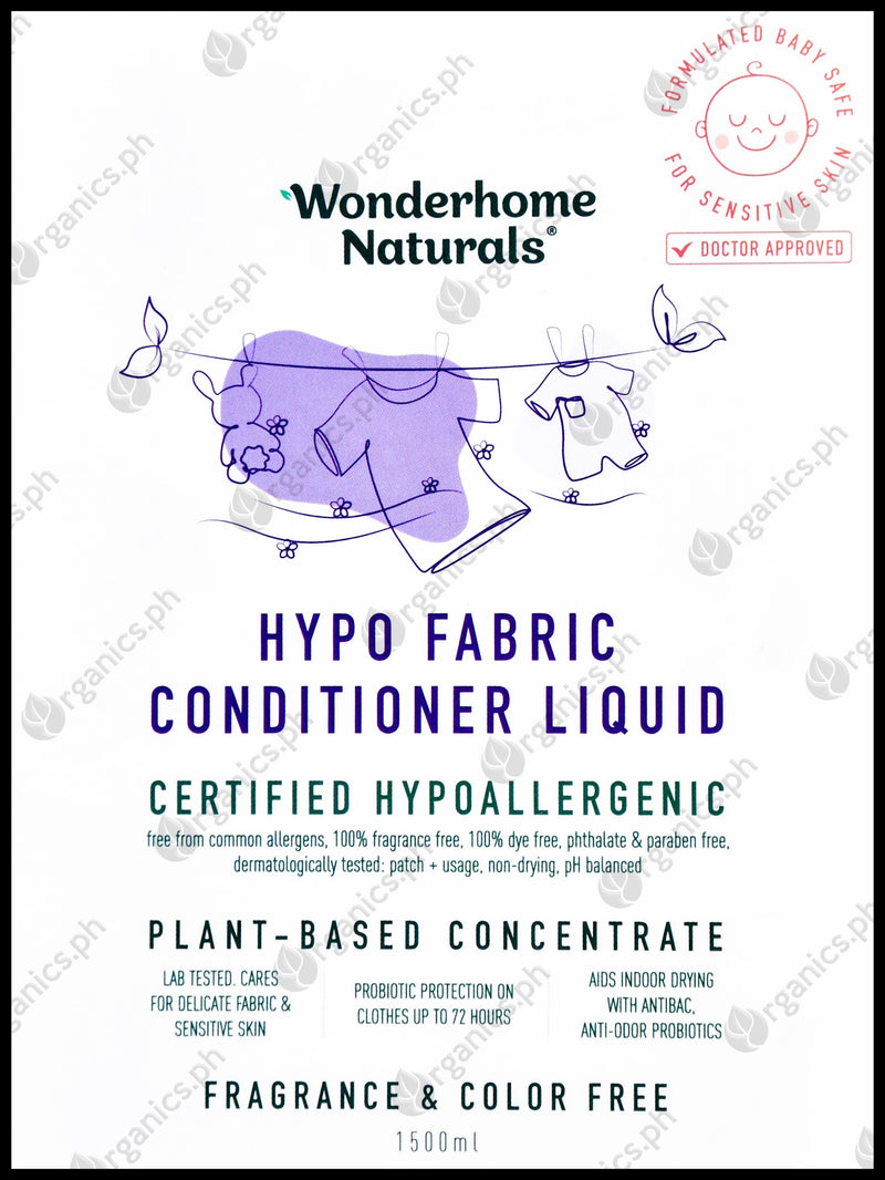 Wonderhome Naturals Hypoallergenic Fabric Conditioner - Liquid (1500ml) - Organics.ph