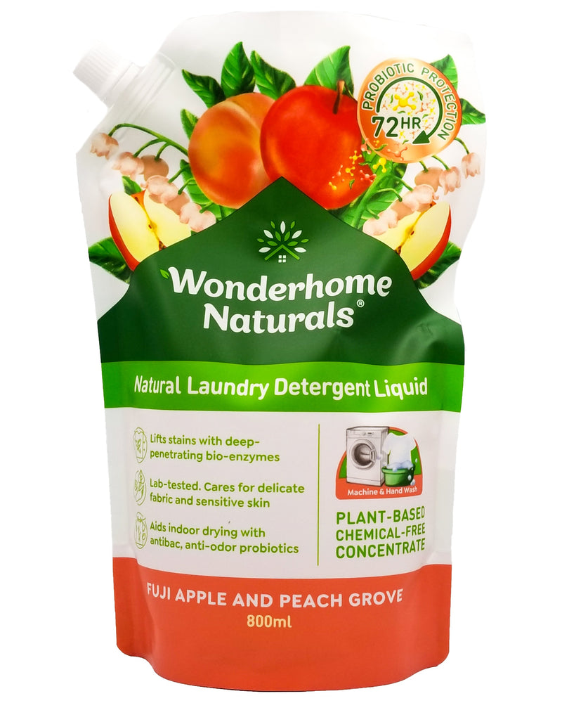Wonderhome Naturals Laundry Detergent Liquid - Fuji Apple & Peach Grove (800ml) - Organics.ph