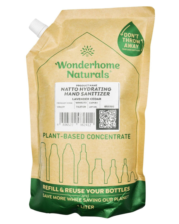 Wonderhome Naturals Natto Hydrating Hand Sanitizer - Lavender & Cedar - Refill Pack (1 Liter) - Organics.ph