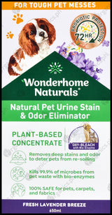 Wonderhome Naturals Pet Urine Stain & Odor Eliminator - Fresh Lavender Breeze (650ml) - Organics.ph