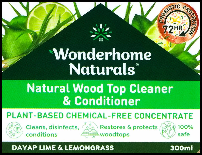 Wonderhome Naturals Wood Top Cleaner & Conditioner - Dayap Lime & Lemongrass (300ml) - Organics.ph