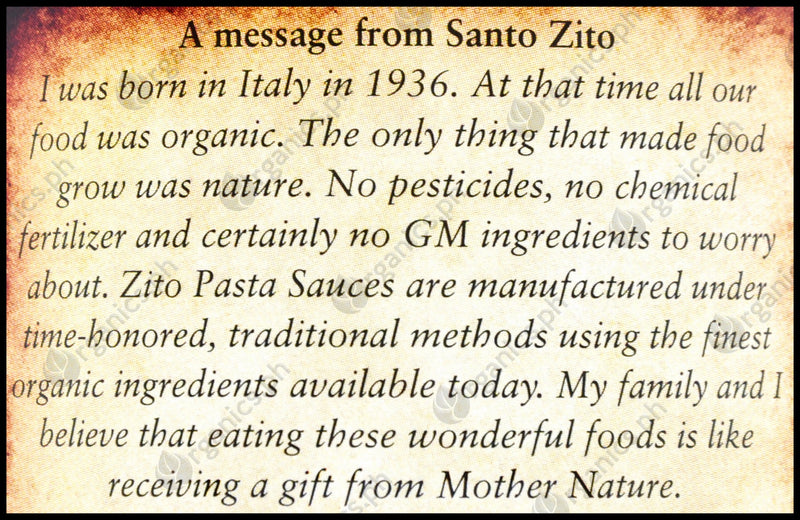 Zito Organic Pasta Sauce - Basilico Tomato & Basil (690g) - Organics.ph
